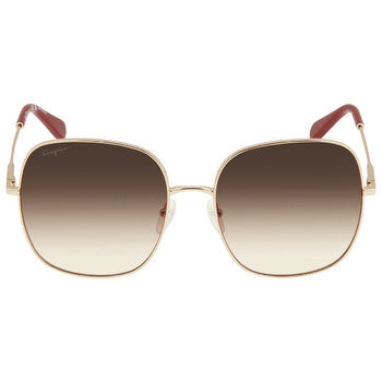 Salvatore Brown Gradient Square Ladies Sunglasses