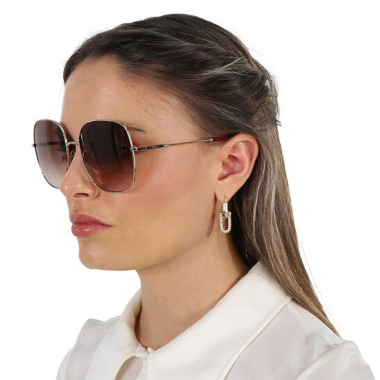Salvatore Brown Gradient Square Ladies Sunglasses