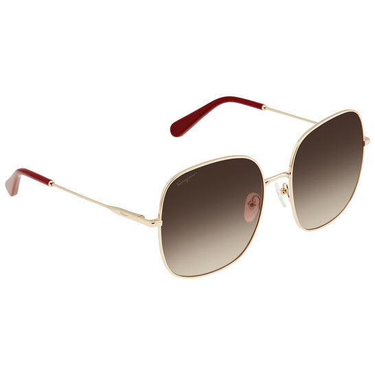 Salvatore Brown Gradient Square Ladies Sunglasses