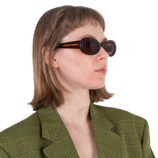 Salvatore Brown Oval Ladies Sunglasses