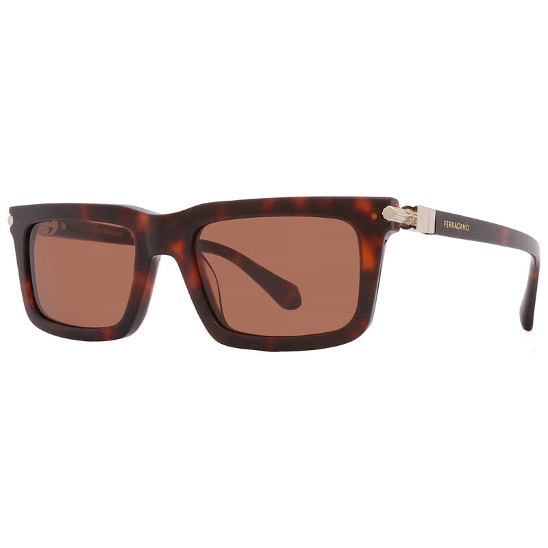 Salvatore Brown Rectangular Men's Sunglasses