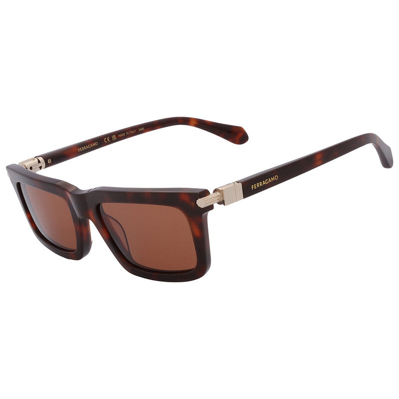 Salvatore Brown Rectangular Men's Sunglasses