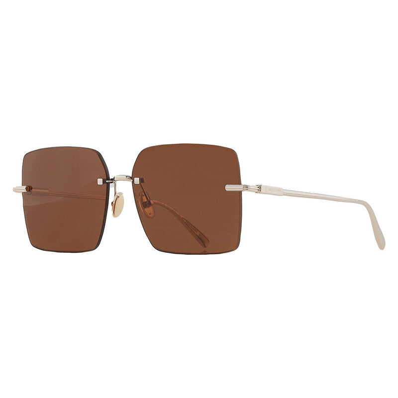 Salvatore Brown Square Ladies Sunglasses