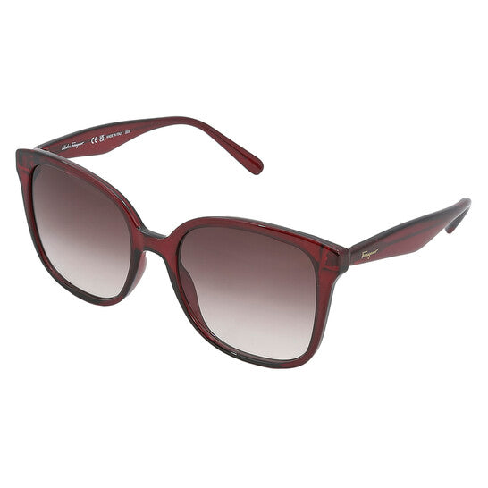 Salvatore Burgundy Gradient Square Ladies Sunglasses