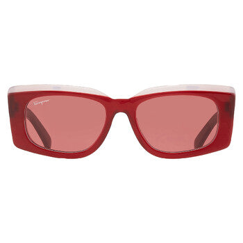 Salvatore Burgundy Rectangular Ladies Sunglasses