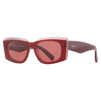 Salvatore Burgundy Rectangular Ladies Sunglasses