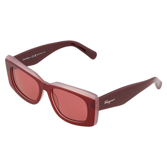 Salvatore Burgundy Rectangular Ladies Sunglasses