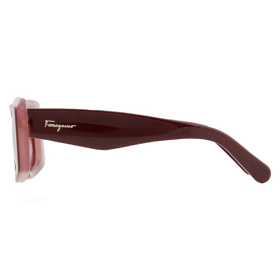Salvatore Burgundy Rectangular Ladies Sunglasses