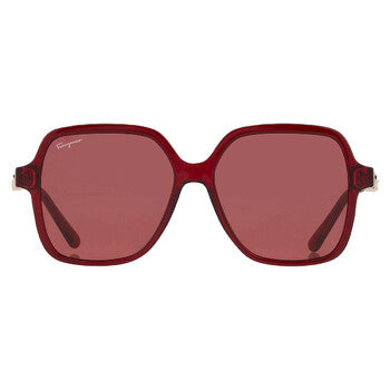 Salvatore Burgundy Square Ladies Sunglasses