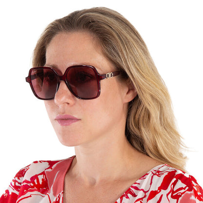 Salvatore Burgundy Square Ladies Sunglasses