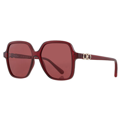 Salvatore Burgundy Square Ladies Sunglasses