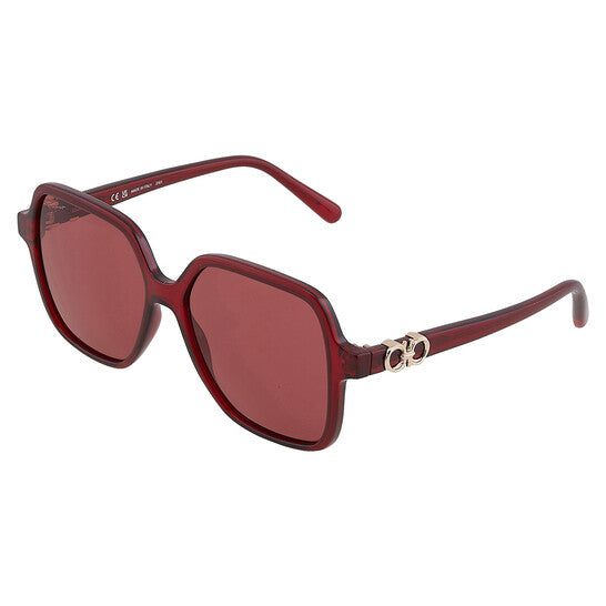 Salvatore Burgundy Square Ladies Sunglasses
