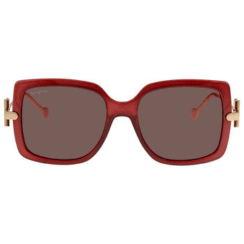 Salvatore Burgundy Square Ladies Sunglasses