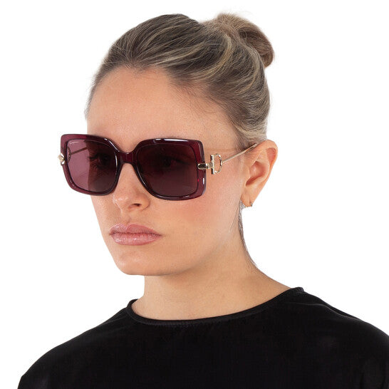 Salvatore Burgundy Square Ladies Sunglasses