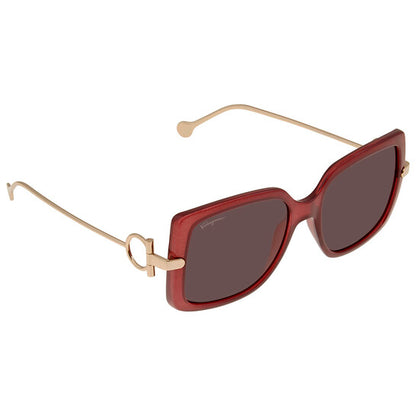 Salvatore Burgundy Square Ladies Sunglasses