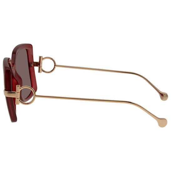 Salvatore Burgundy Square Ladies Sunglasses