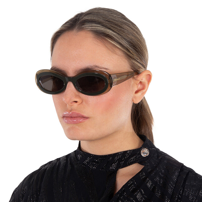 Salvatore Dark Grey Oval Ladies Sunglasses