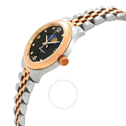 ساعة فيراغامو ديو مون فيز كوارتز بمينا بني للسيدات