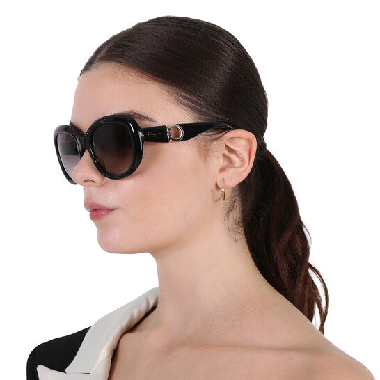 Salvatore Gradient Smoke Oval Ladies Sunglasses