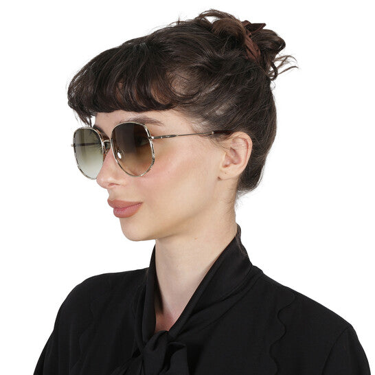 Salvatore Green Gradient Oval Ladies Sunglasses
