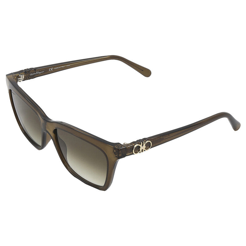 Salvatore Green Gradient Square Ladies Sunglasses