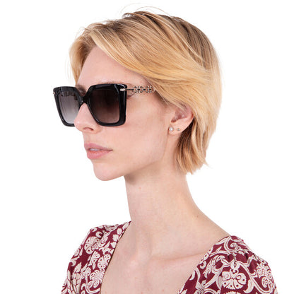 Salvatore Grey Gradient Butterfly Ladies Sunglasses