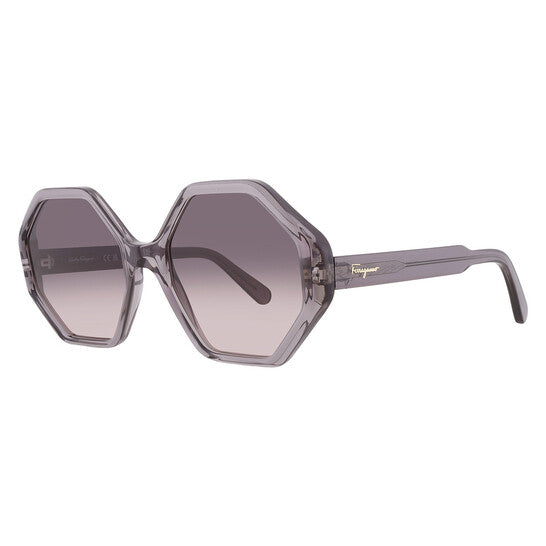 Salvatore Grey Gradient Geometric Ladies Sunglasses
