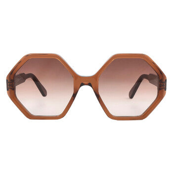 Brown Gradient Geometric Ladies Sunglasses