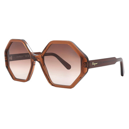 Brown Gradient Geometric Ladies Sunglasses