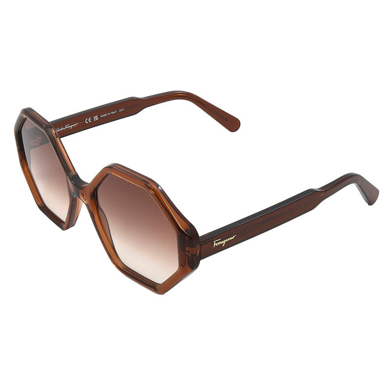 Brown Gradient Geometric Ladies Sunglasses