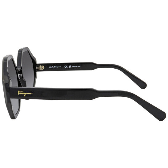 Salvatore Grey Gradient Hexagonal Ladies Sunglasses