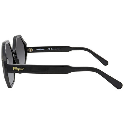 Salvatore Grey Gradient Hexagonal Ladies Sunglasses