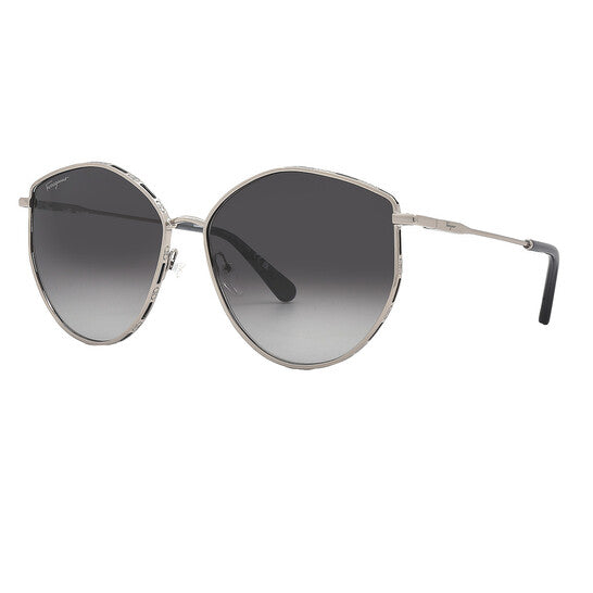 Salvatore Grey Gradient Irregular Ladies Sunglasses