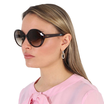 Salvatore Grey gradient Oval Ladies Sunglasses