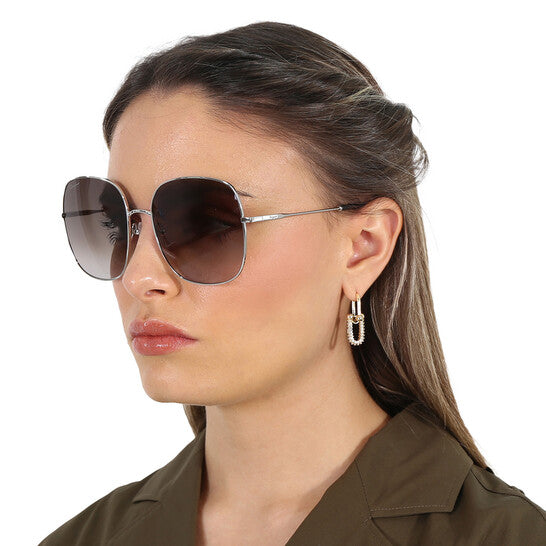 Salvatore Grey Gradient Square Ladies Sunglasses
