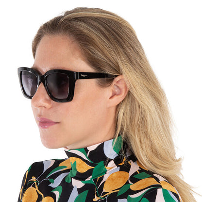 Salvatore Grey Gradient Square Ladies Sunglasses