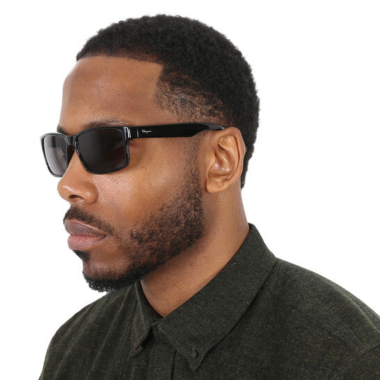 Salvatore Grey Rectangular 58 mm Men's Sunglasses