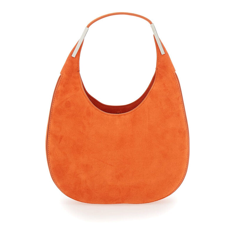 florence Small Orange Shoulder Bag With Open Top In Suede