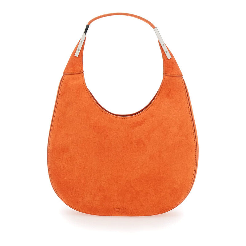 florence Small Orange Shoulder Bag With Open Top In Suede
