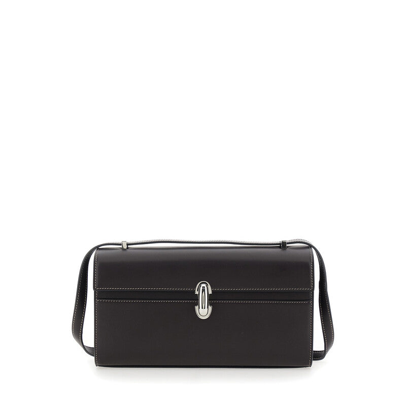 Simmetry Brown Shoulder Bag With Top Strap And Twist Lock Closure In Leather Woman