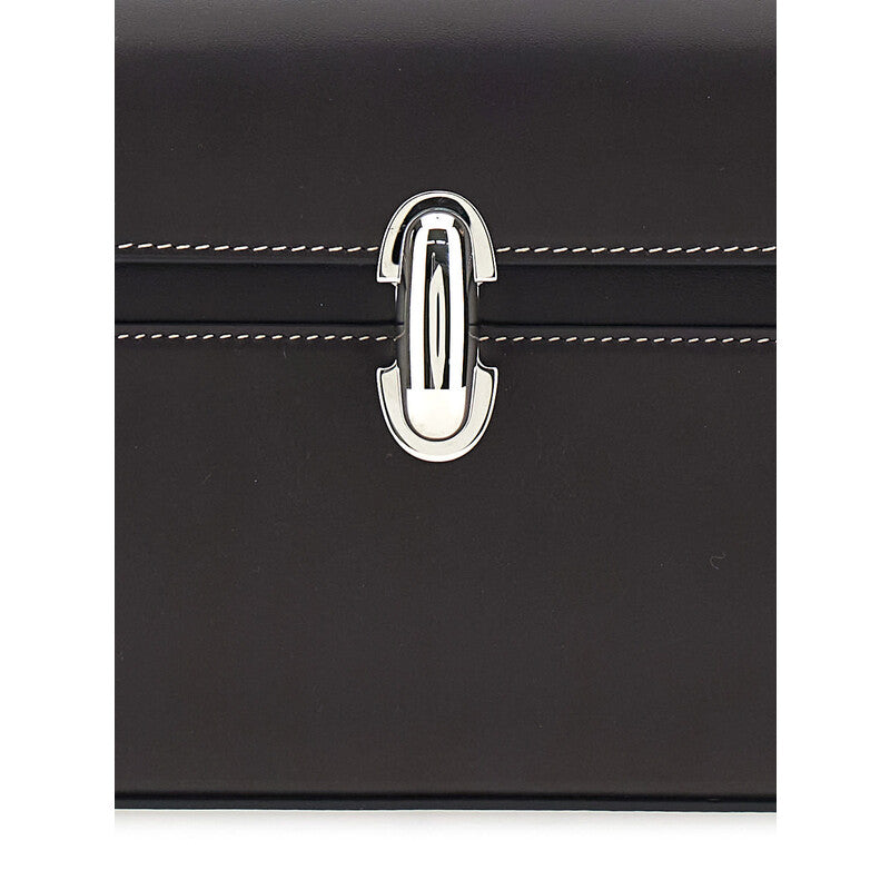 Simmetry Brown Shoulder Bag With Top Strap And Twist Lock Closure In Leather Woman