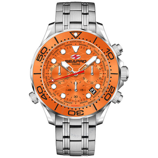 Seapro, Mondial Timer Chronograph Quartz Orange Dial Men's Watch