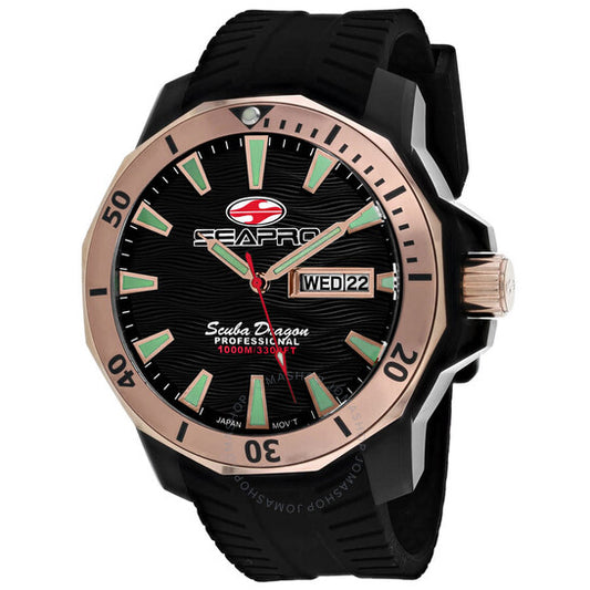 Seapro, Scuba Dragon Diver Limited Edition 1000 Meters Quartz Black Dial Men's Watch