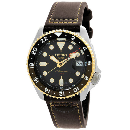 ساعة سيكو 5 سبورتس SKX GMT أوتوماتيكية للرجال بمينا أسود