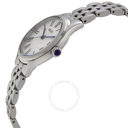 ساعة سيكو الكلاسيكية للسيدات بمينا أبيض من الكوارتز