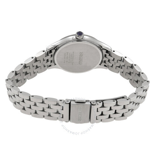 ساعة سيكو الكلاسيكية للسيدات بمينا أبيض من الكوارتز