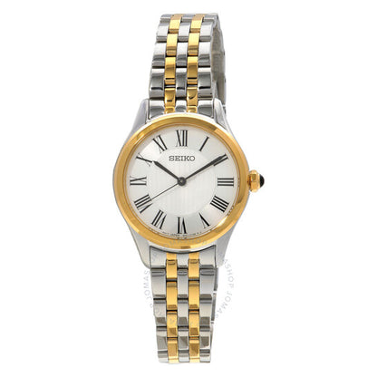 ساعة سيكو الكلاسيكية للسيدات بمينا أبيض من الكوارتز