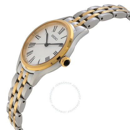 ساعة سيكو الكلاسيكية للسيدات بمينا أبيض من الكوارتز