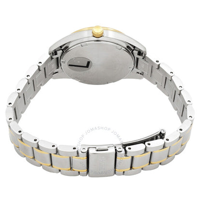 ساعة سيكو للسيدات، كوارتز مرصعة بالألماس، مينا فضية، لونان