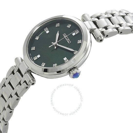 ساعة سيكو للسيدات، كوارتز، مينا خضراء، ألماس